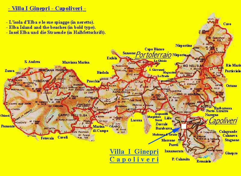 map of Elba island - map of Elba - Elba map